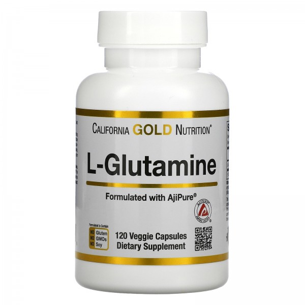 California Gold Nutrition L-глютамин AjiPure 120 растительных капсул