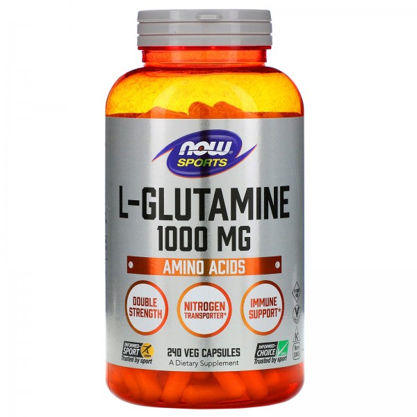 Now Foods Sports L-глютамин 1000 мг 240 растительных капсул