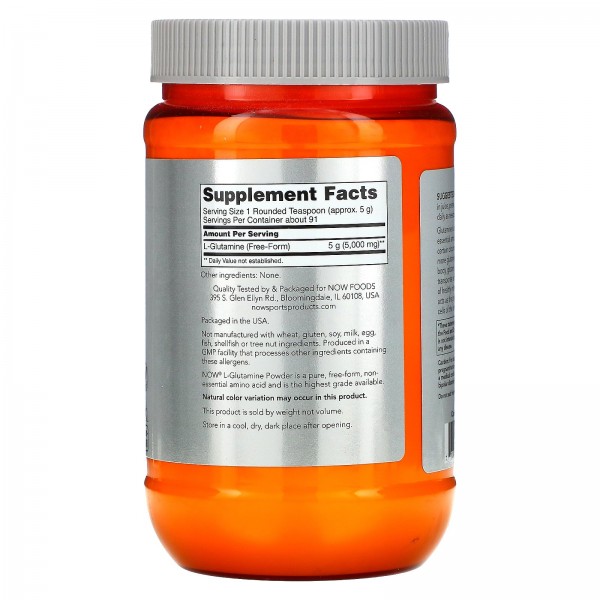 Now Foods Sports L-глютамин 454 г (1 фунт)