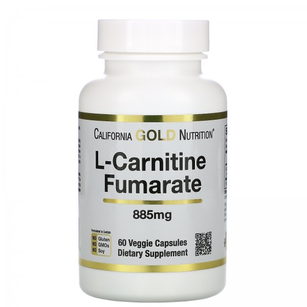 California Gold Nutrition Alfasigma L-карнитин фумарат 885 мг 60 растительных капсул