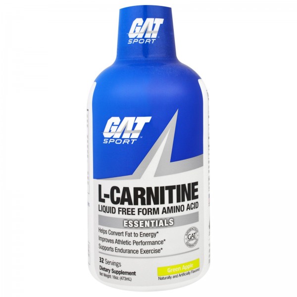 GAT L-карнитин аминокислота в свободной форме со вкусом зеленого яблока 473 мл (16 унций)