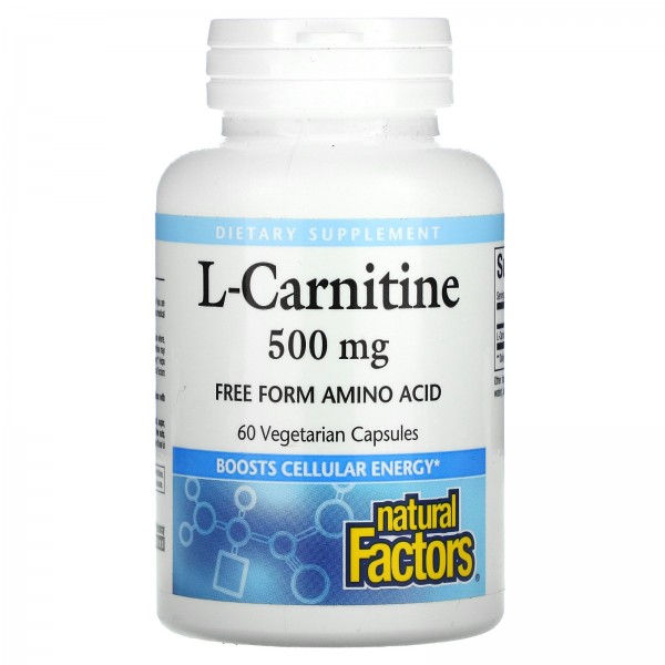 Natural Factors L-Carnitine 500 mg 60 Vegetarian Capsules