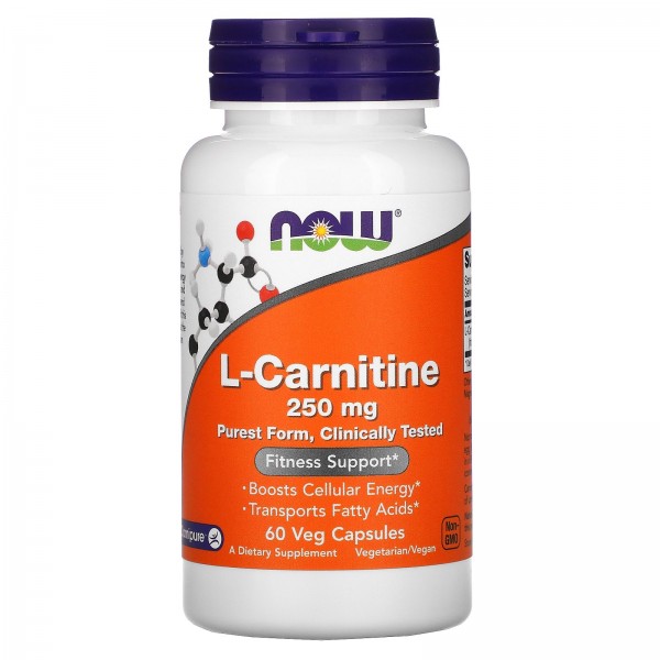 Now Foods L-карнитин 250 мг 60 растительных капсул...
