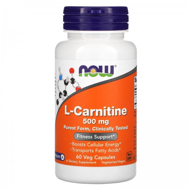 Now Foods L-карнитин 500 мг 60 растительных капсул...