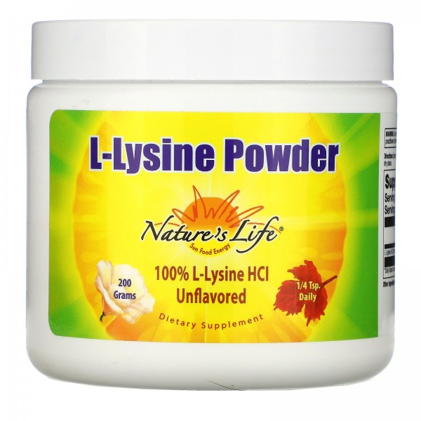 Nature's Life L-Lysine в порошке без вкусовых добавок 200г