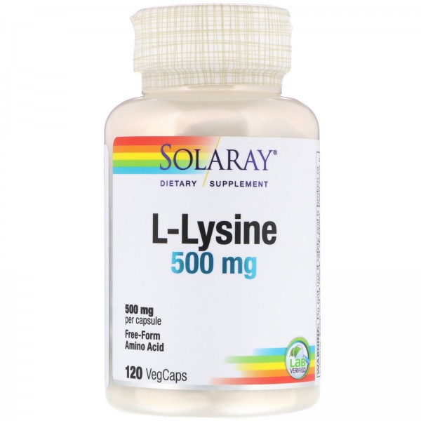 Solaray L-лизин 500 мг 120 растительных капсул...