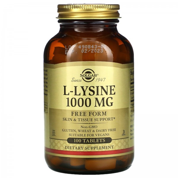 Solgar L-лизин в свободной форме 1000 мг 100 таблеток