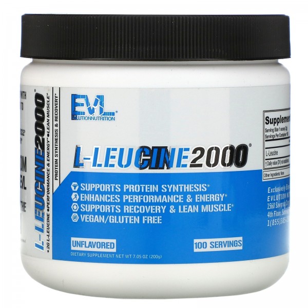 EVLution Nutrition L-лейцин 2000 без вкуса 200 г...