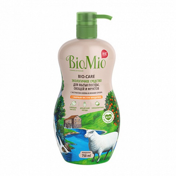BioMio Средство для мытья посуды, овощей и фруктов с эфирным маслом мандарина 750 мл