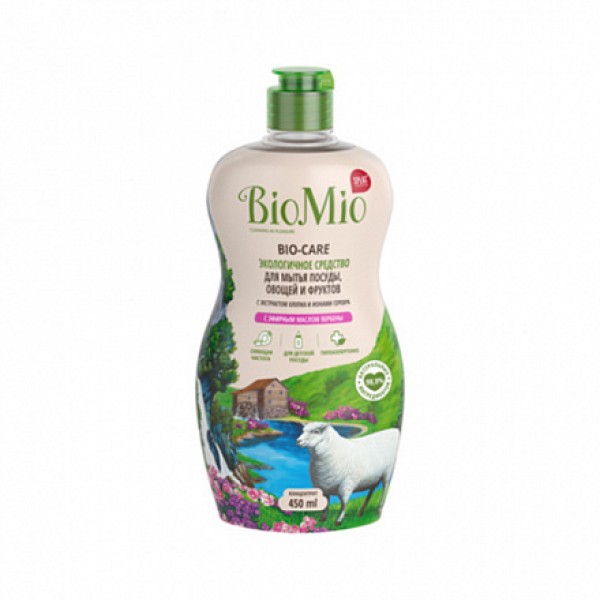 BioMio Экологичное средство для мытья посуды, овощей и фруктов с эфирным маслом вербены 450 мл