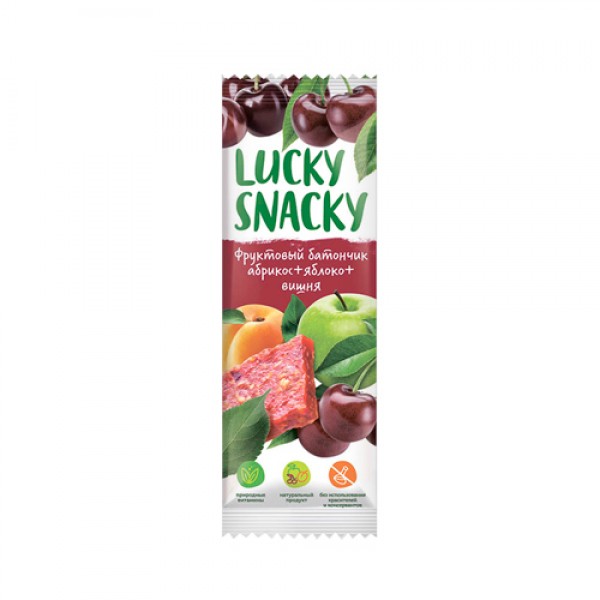 Lucky Snacky Батончик фруктовый с абрикосом, яблоком и вишней 30 г