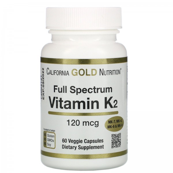 California Gold Nutrition витаминK (MK-4 MK-6 MK-7 MK-9) 120мкг 60растительных капсул