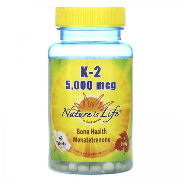 Nature's Life K-2 менатетренон 5 000 мкг 60 таблеток
