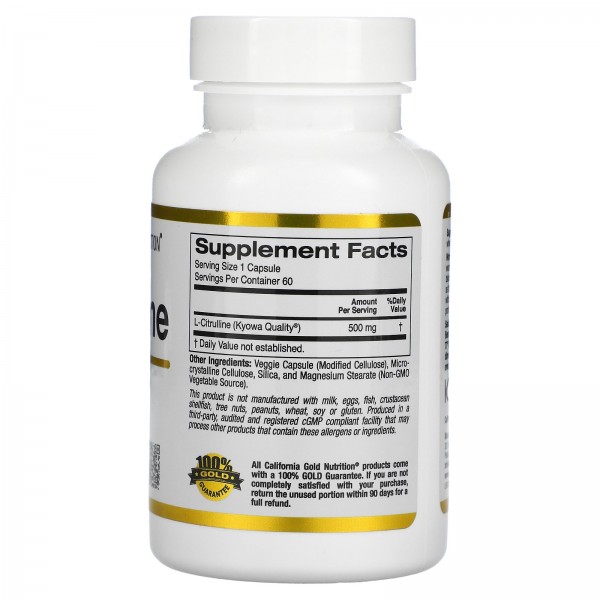 California Gold Nutrition L-цитруллин 500 мг 60 растительных капсул