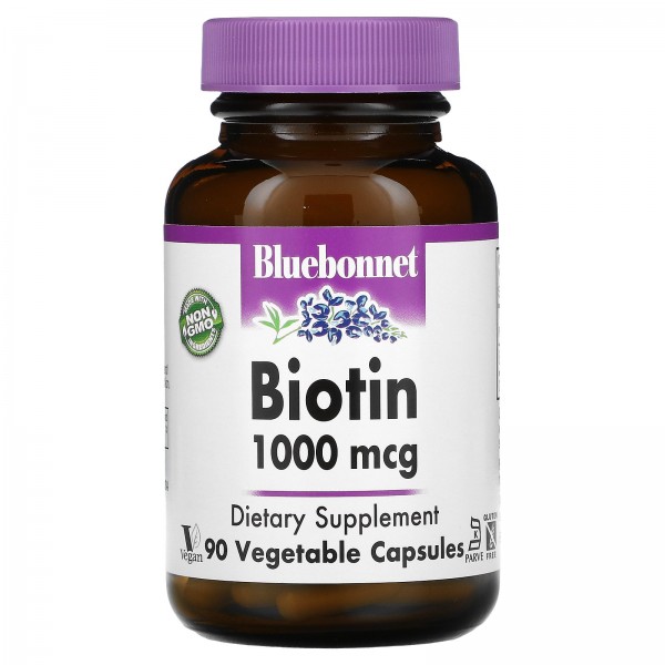 Bluebonnet Nutrition Биотин 1000 мкг 90 вегетариан...