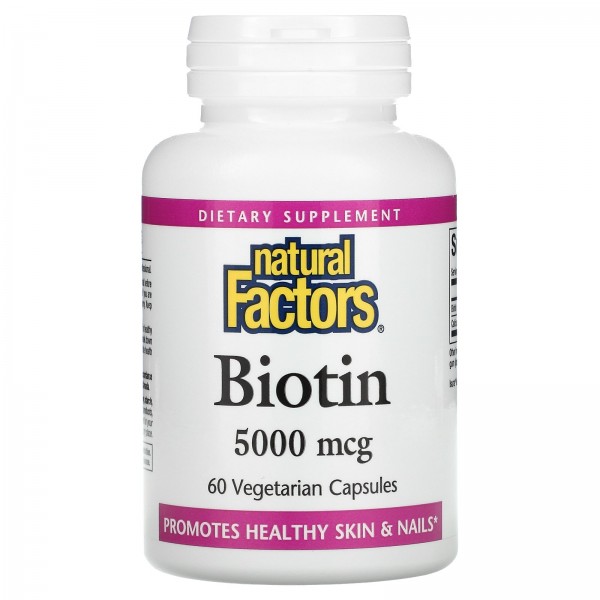 Natural Factors Biotin 5000 mcg 60 Vegetarian Caps...