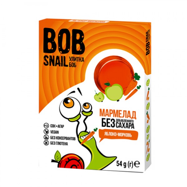 Bob Snail Мармелад фруктово-овощной `Яблоко-морковь` 54 г