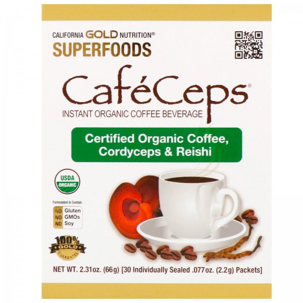 California Gold Nutrition CafeCeps органический ра...