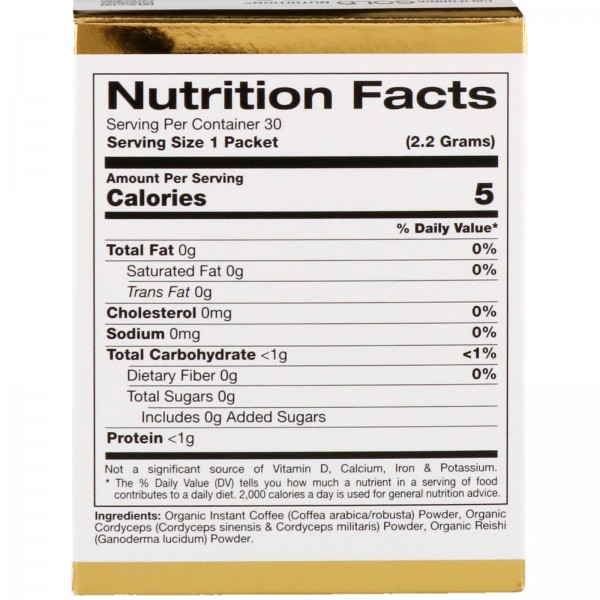 California Gold Nutrition CafeCeps органический растворимый кофе с кордицепсом и грибами рейши 30 пакетиков весом 22 г (0077 унции) каждый