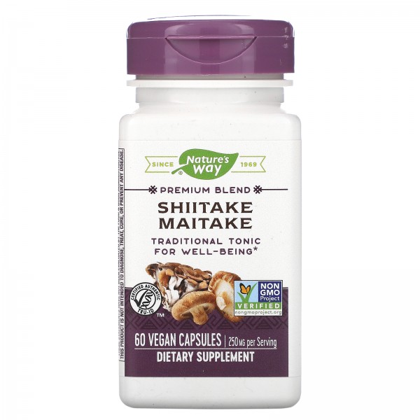 Nature's Way Shiitake Maitake 250 мг 60 вегетариан...