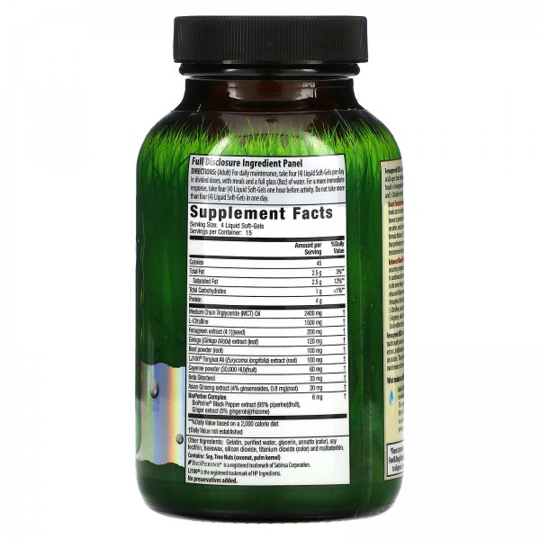 Irwin Naturals Fenugreek RED With Nitric Oxide Booster 60 Liquid Softgels