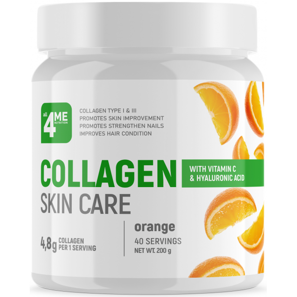 4Me Nutrition Коллаген Skin Care +Витамин Ц+ гиалуроновая кислота 200 г Апельсин