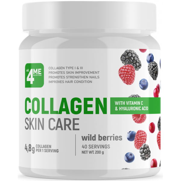4Me Nutrition Коллаген Skin Care +Витамин Ц+ гиалуроновая кислота 200 г Лесные ягоды