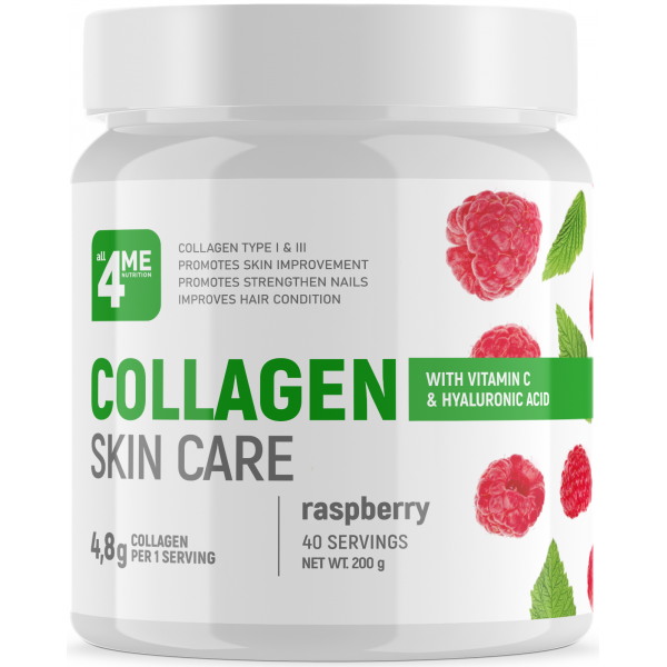 4Me Nutrition Коллаген Skin Care +Витамин Ц+ гиалуроновая кислота 200 г Малина