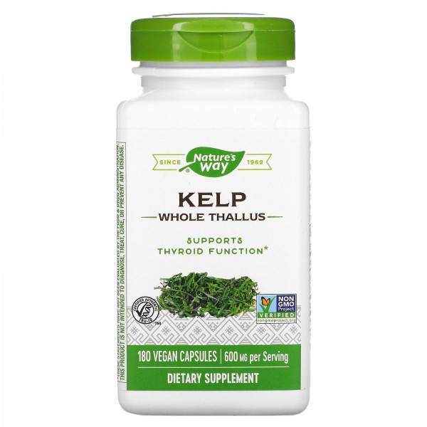 Nature's Way бурые водоросли Kelp 600 мг 180 вегетарианских капсул
