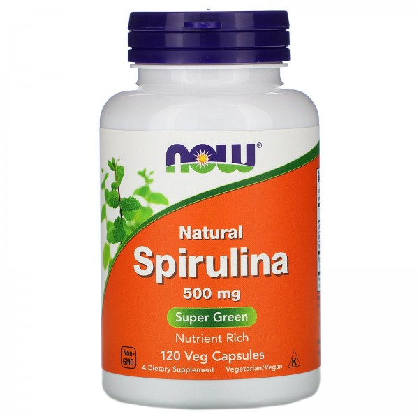 Now Foods Натуральная спирулина 500 мг 120 растительных капсул