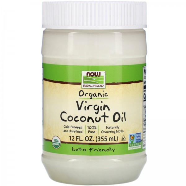 Now Foods Real Food органическое кокосовое масло первого отжима 355мл (12жидк.унций)