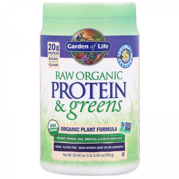 Garden of Life RAW Protein & Greens формула с органическими растениями Ваниль 550 г