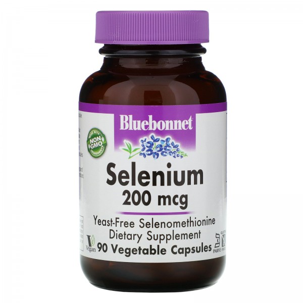 Bluebonnet Nutrition Селен бездрожжевой селенометионин 200 мкг 90 растительных капсул
