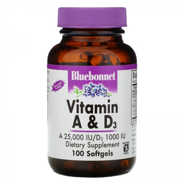 Bluebonnet Nutrition витаминыA иD3 100капсул...