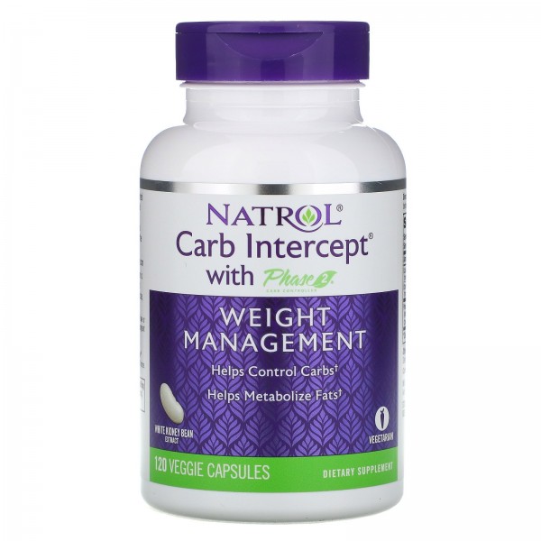 Natrol Carb Intercept с Phase 2 Carb Controller добавка для снижения веса 1000мг 120 растительных капсул