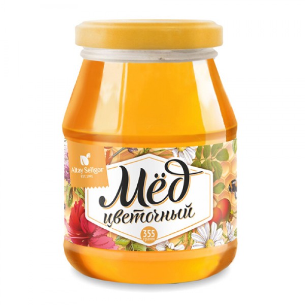 Altay Seligor Мёд натуральный цветочный, стекло 355 г