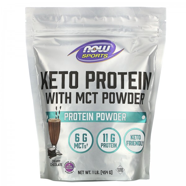 Now Foods Sports Кето-протеин с MCT Шоколад 454 г...