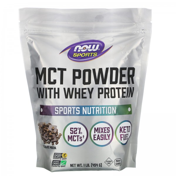 Now Foods Sports MCT в порошке с сывороточным протеином Шоколад-мокка 454 г
