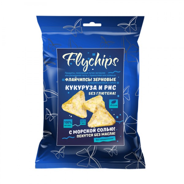 Flychips Флайчипсы кукурузно-рисовые с солью, зерновые 40 г