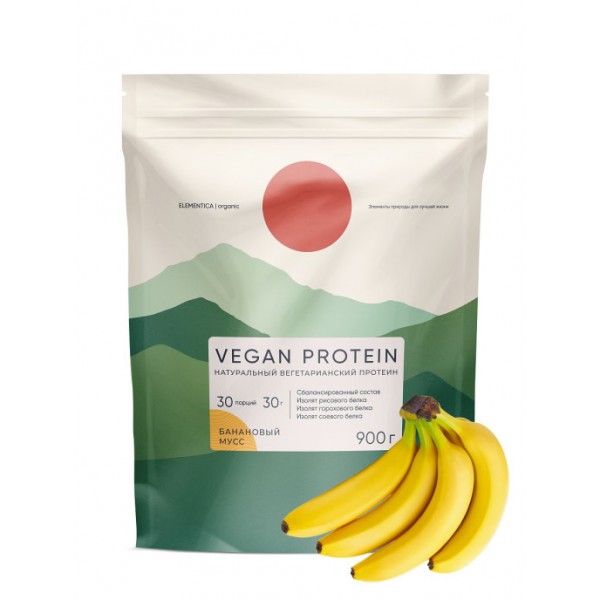Elementica Organic Веган Протеин 900 г Банановый мусс