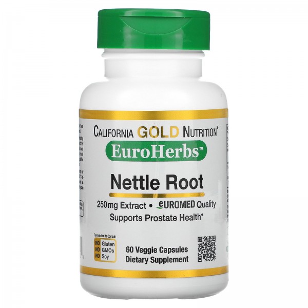 California Gold Nutrition EuroHerbs экстракт корня крапивы 250 мг 60 вегетарианских капсул