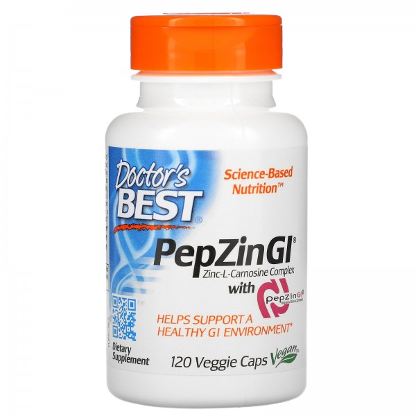 Doctor's Best Цинк-L-карнозин PepZinGI 120 вегетарианских капсул