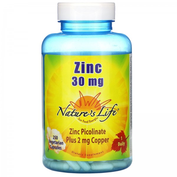 Nature's Life Цинк 30 мг 250 растительных капсул