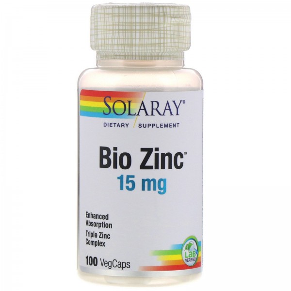 Solaray Цинк Bio 15 мг 100 растительных капсул...