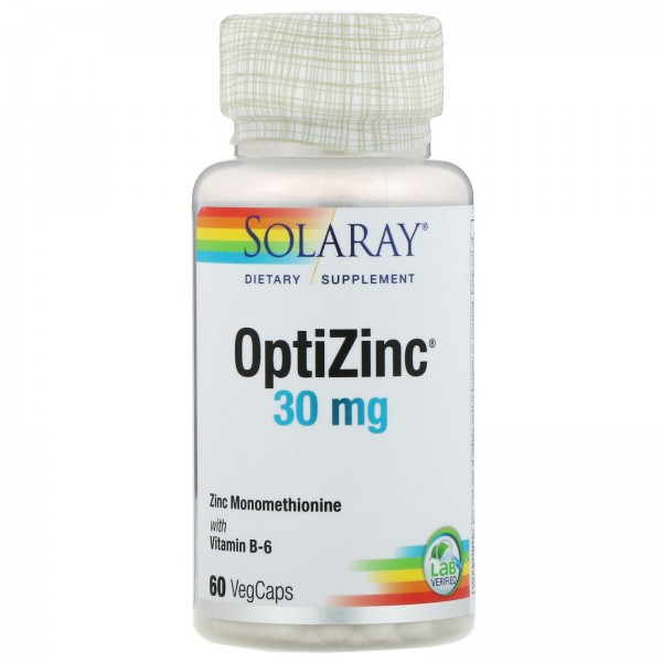 Solaray OptiZinc 30 мг 60 растительных капсул...
