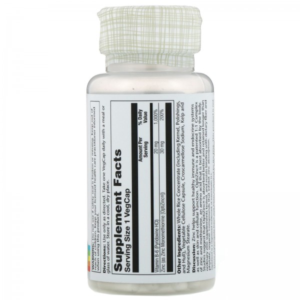Solaray OptiZinc 30 мг 60 растительных капсул