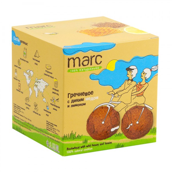 Marc 100% натурально Печенье `Гречневое с диким мёдом и лимоном` 150 г