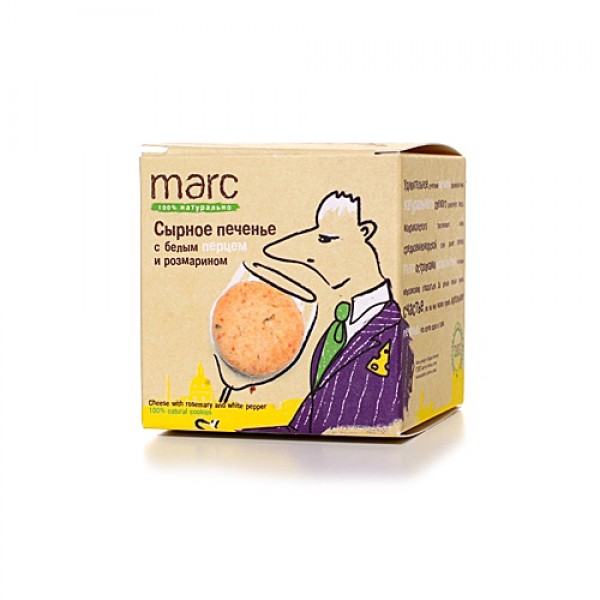 Marc 100% натурально Печенье `Сырное с белым перцем и розмарином` 50 г