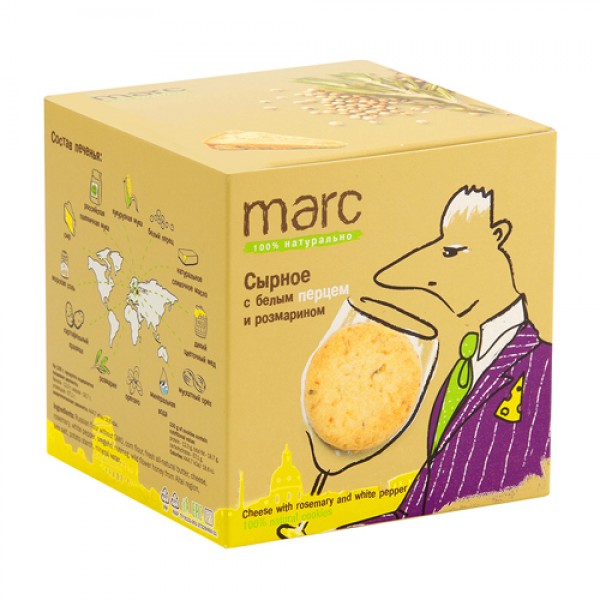Marc 100% натурально Печенье `Сырное с белым перцем и розмарином` 150 г