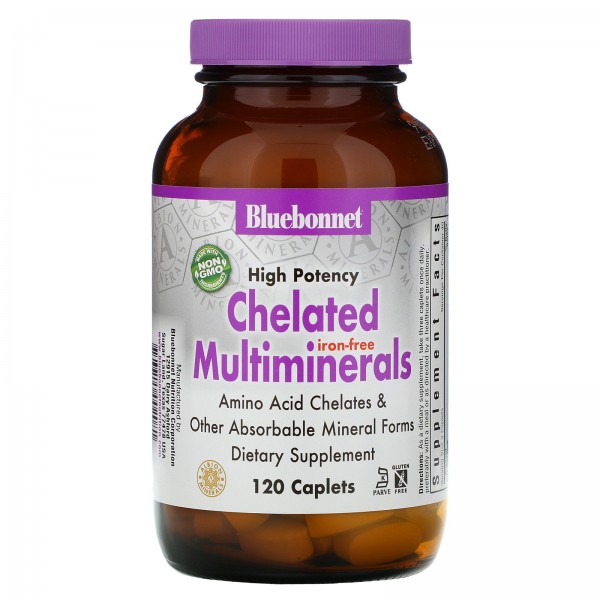 Bluebonnet Nutrition Хелатные мультиминералы без железа 120 капсул